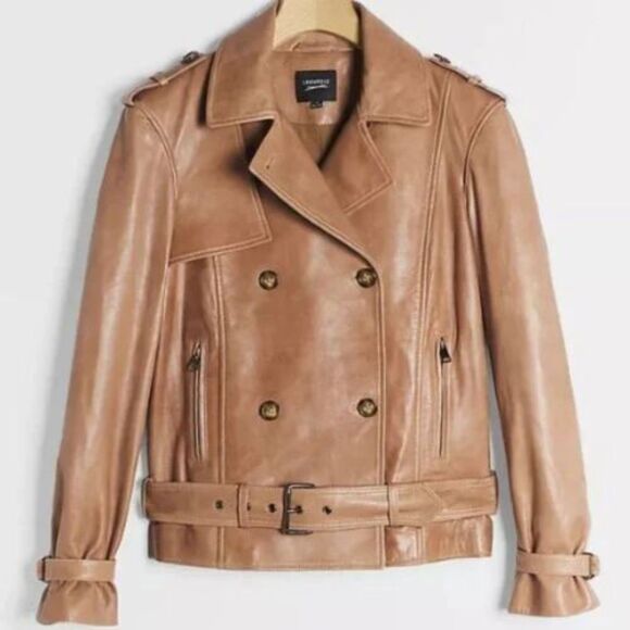 NWT Anthropologie x Lamarque Ada Belted Leather JacketXS